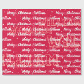 Skript mit Herz Merry Weihnachtsnamen rot Geschenkpapier (Flach)