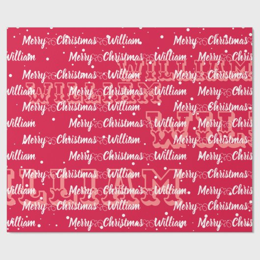 Skript mit Herz Merry Weihnachtsnamen rot Geschenkpapier (Flach)