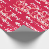 Skript mit Herz Merry Weihnachtsnamen rot Geschenkpapier (Ecke)