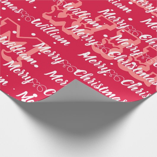 Skript mit Herz Merry Weihnachtsnamen rot Geschenkpapier (Ecke)
