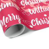 Skript mit Herz Merry Weihnachtsnamen rot Geschenkpapier (Rolleneckpunkt)