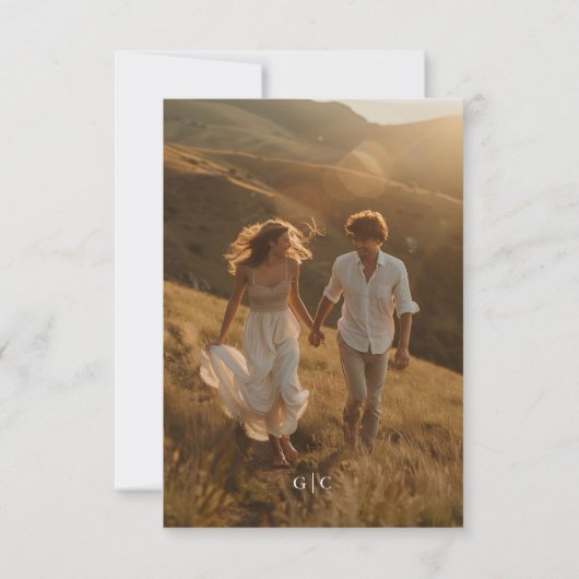 Skript mit Laune, Schleife, Gratis-Drinks, Hochzei Save The Date (Rückseite)