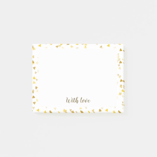 Skript mit Liebe Golden Hearts Post-it Klebezettel (Vorderseite)