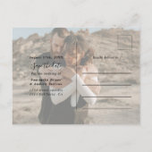 Skript mit zwei Fotos Save the Date Postkarte (Rückseite)