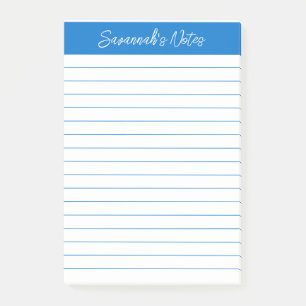 Skript Mittelblau Liniert Personalisiert Post-it Klebezettel