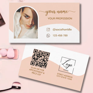 Skript Moderne Arch rosa Foto QR-Code-Logo Geschäf Visitenkarte