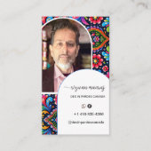 Skript Moderne Bogen Foto QR-Code-Logo Visitenkarte (Vorderseite)