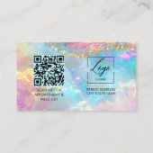 Skript Moderne Bogen holografisches Opal-QR-Code-L Visitenkarte (Rückseite)