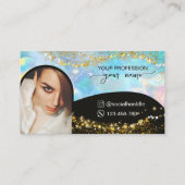 Skript Moderne Bogen holografisches Opal-QR-Code-L Visitenkarte (Vorderseite)