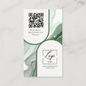 Skript Moderne Bogen-Weise Grün-Foto-QR-Code-Logo Visitenkarte (Rückseite)
