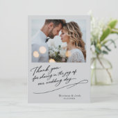 Skript Moderne Hochzeit 2 Fotos Danksagungskarte Dankeskarte (Stehend Vorderseite)