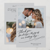 Skript Moderne Hochzeit 2 Fotos Danksagungskarte Dankeskarte (Vorne/Hinten)