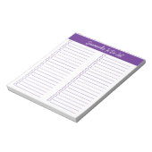 Skript Moderne lila zweispaltige Checkliste Notizblock (Rotiert)