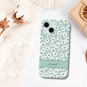 Skript Monogram Boho Grün Weiß Grau Floral Case-Mate iPhone Hülle