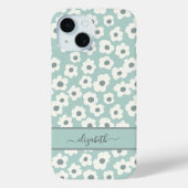 Skript Monogram Boho Grün Weiß Grau Floral Case-Mate iPhone Hülle (Rückseite)