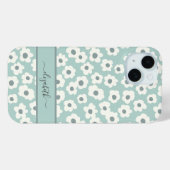 Skript Monogram Boho Grün Weiß Grau Floral Case-Mate iPhone Hülle (Rückseite (Horizontal))