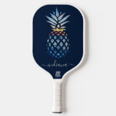 Skript-Monogramm Ananas Küstenstrand Pickleball Schläger (Rückseite)