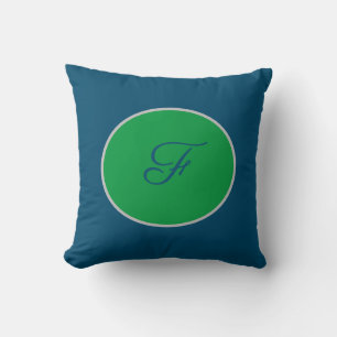 Skript-Monogramm Blau und Grün Kissen