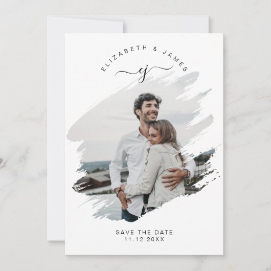 Skript-Monogramm Einfache Rustikale Minimalistisch Save The Date (Vorderseite)