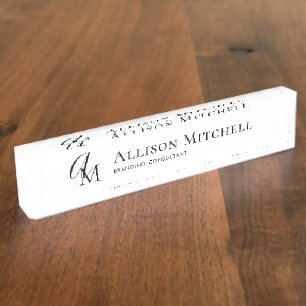 Skript-Monogramm Minimalist Elegantes Schreibtisch Namensplakette