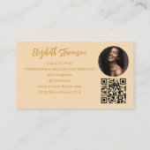 Skript-Monogramm QR-Code-Foto Tan Braun Weiblich Visitenkarte (Rückseite)
