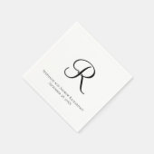 Skript-Monogramm Schwarz Weiß Elegante Hochzeitsse Serviette (Ecke)