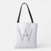 Skript-Monogramm Weiße Tote-Tasche Tasche (Rückseite)