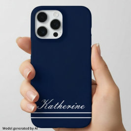 Skript Name Minimalistisch Navy Blau iPhone 16 Pro Max Hülle