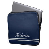 Skript Name Minimalistisch Navy Blau Laptopschutzhülle (Vorderseite Links)