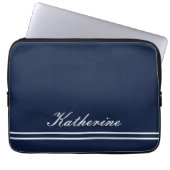 Skript Name Minimalistisch Navy Blau Laptopschutzhülle (Vorderseite)