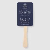 Skript Navy Blue Anchor Nautical Wedding Programm Fächer (Vorderseite)