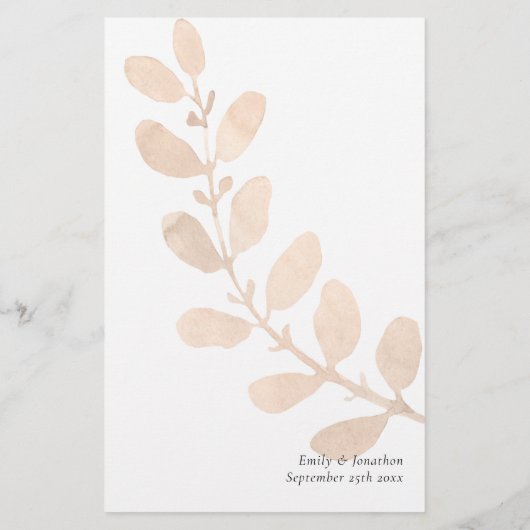 Skript-Peach-Blätter Hochzeitmenü (Rückseite)