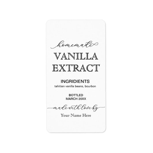 Skript Personalisierte, hausgemachte Vanilla Extra Adressaufkleber (Vorne)