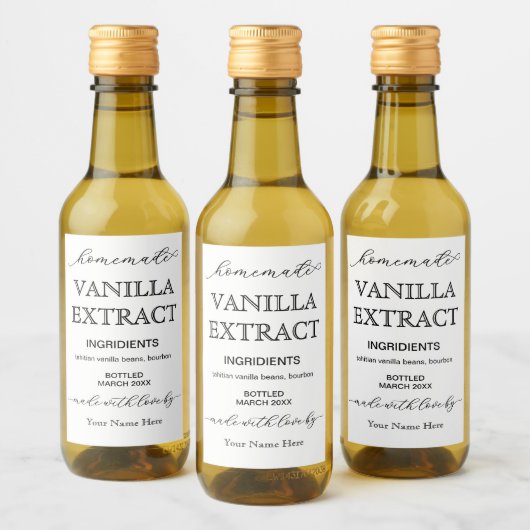 Skript Personalisierte, hausgemachte Vanilla Extra Weinetikett (Flaschen)