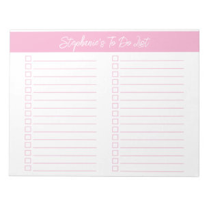 Skript Pink 8,5x11 Zwei-Spalten-Checkliste Notizblock