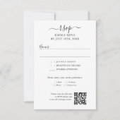 Skript-QR-Code Moderne Hochzeit RSVP Karte (Vorderseite)