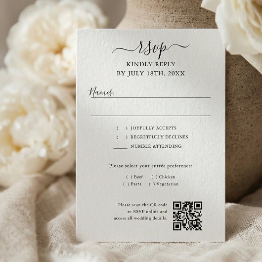 Skript-QR-Code Moderne Hochzeit RSVP Karte