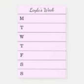 Skript-rosa Namenswochenzeitung, zum der Post-it Klebezettel (Vorderseite)