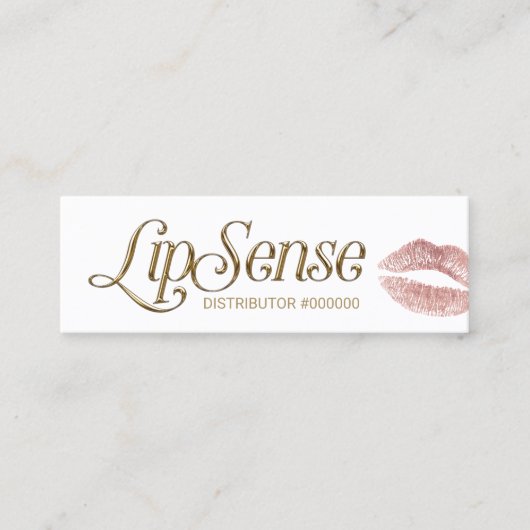Skript-Rosen-Goldlippen LipSense Verteiler-3D Mini Visitenkarte (Vorderseite)