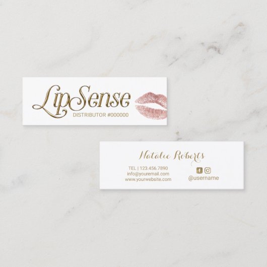 Skript-Rosen-Goldlippen LipSense Verteiler-3D Mini Visitenkarte (Vorne/Hinten)