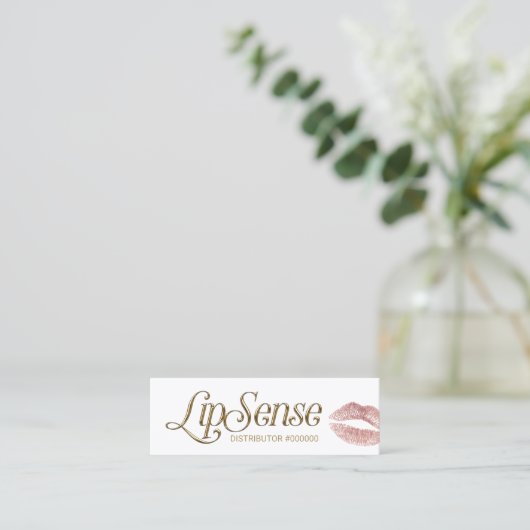 Skript-Rosen-Goldlippen LipSense Verteiler-3D Mini Visitenkarte (Stehend Vorderseite)