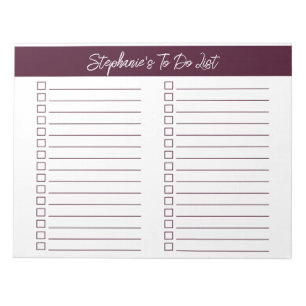 Skript Rot Braun 8,5x11 Zweispaltige Checkliste Notizblock
