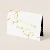 Skript Save the Date Foto Imitate Swirl Schwarzes  Folienkarte (Vorderseite)