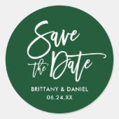 Skript Save the Date Grüne Umschlag Aufkleber (Vorderseite)
