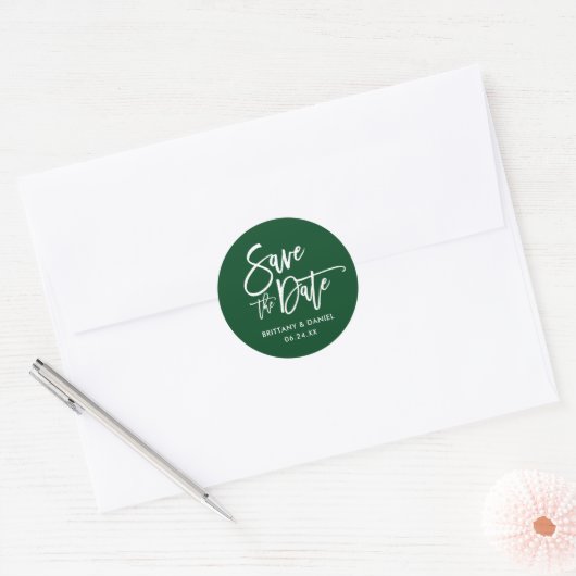 Skript Save the Date Grüne Umschlag Aufkleber (Umschlag)
