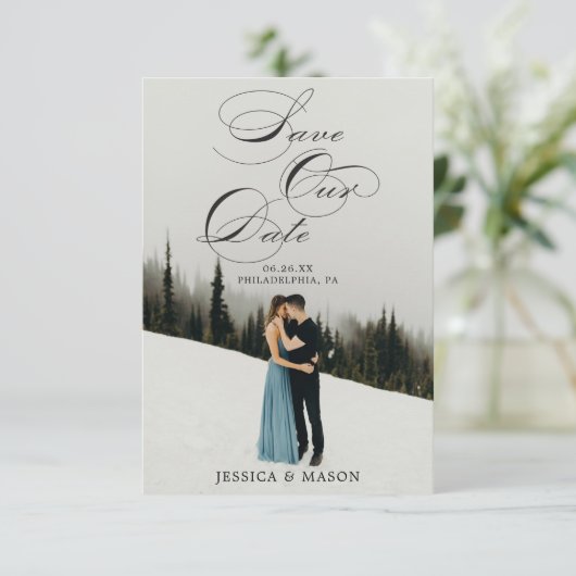 Skript-Save the Date-Karte - Daten speichern RSVP Karte (Stehend Vorderseite)