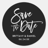 Skript Save the Date Schwarze Umschlag Aufkleber a (Vorderseite)