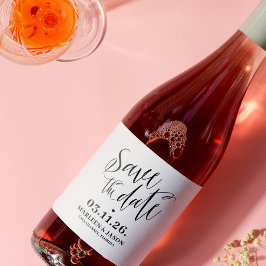 Skript Save the Date Sparkling Wine Label Schaumweinetikett