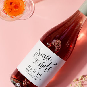Skript Save the Date Sparkling Wine Label Schaumweinetikett