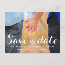 Skript-Schriftart Save the Date Foto-Postkarte Ankündigungspostkarte